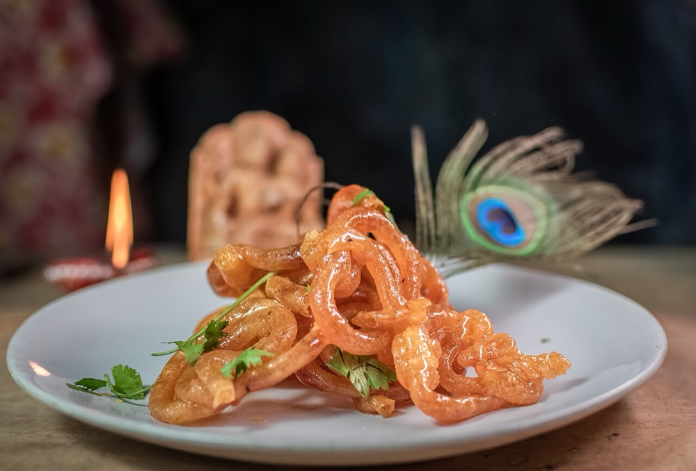 A plate of hot, golden jalebi