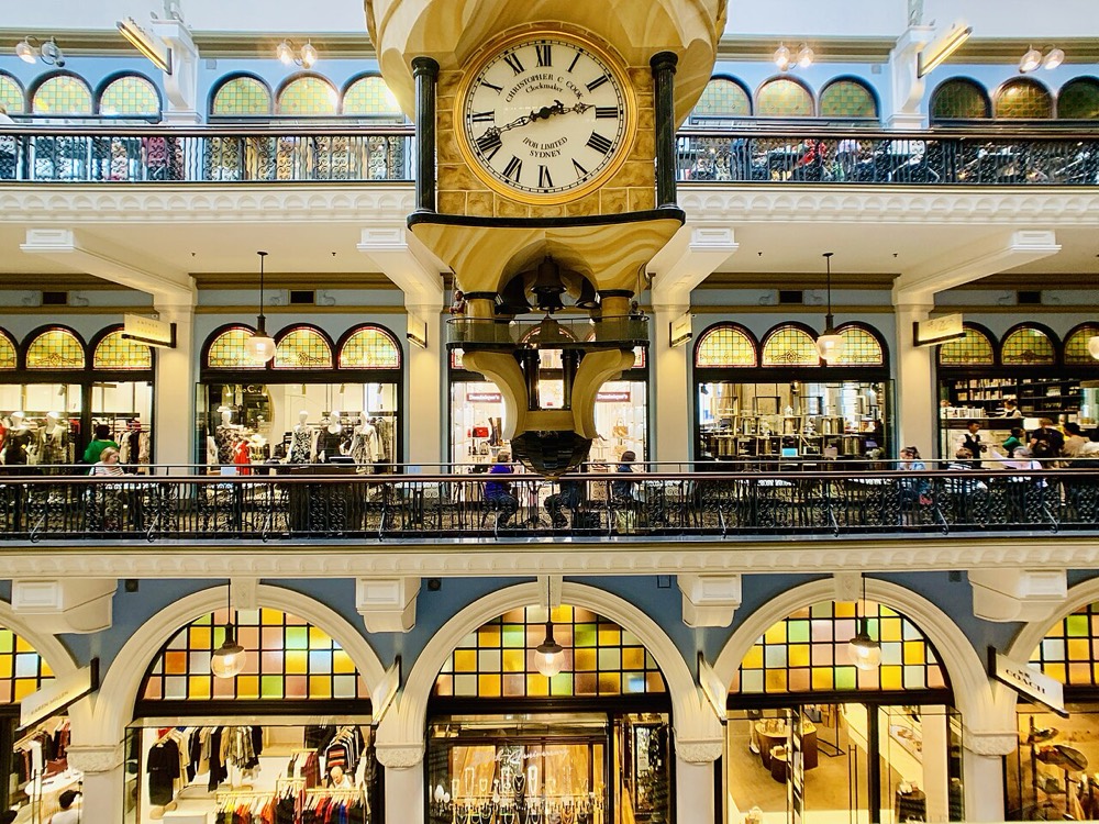 Inside the Queen Victoria Building, under the Great Australian Clock